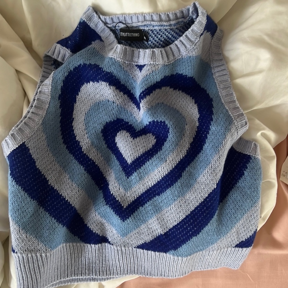 Blue heart sweater tank top